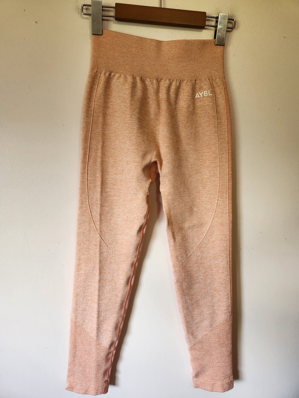 AYBL Peach Orange Marl Seamless High Waist Workout Leggings Glute Contour Size S